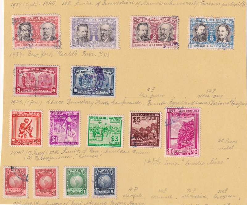 Central America ( Paraguay, Uruguay) sets & part sets, M/H & used ( 13 SCANS , some stamps adherence