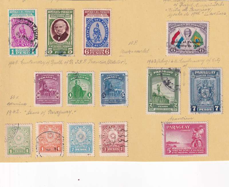 Central America ( Paraguay, Uruguay) sets & part sets, M/H & used ( 13 SCANS , some stamps adherence