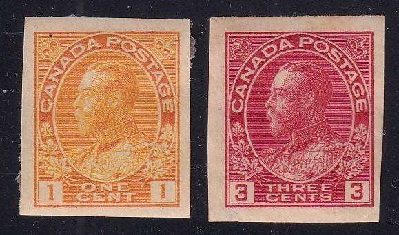 Canada 1911> KG V Imperforated  1c & 3c , M/H