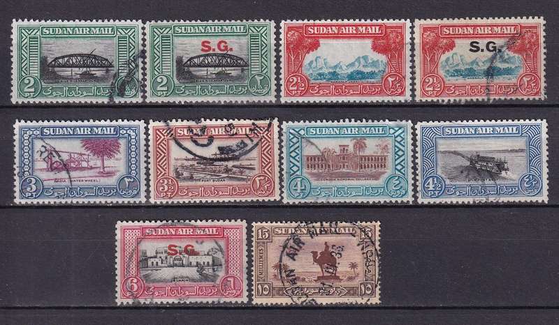 Sudan 1950 part Airmail set, used             (SG 115-120, CV £28)