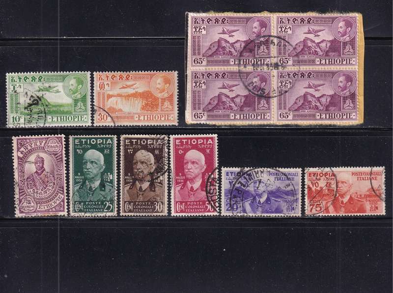 Italy & colonies (Ethiopie) part sets, used            (2 x scans)