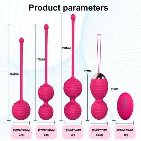 MELO Electric Kegel Balls Kegal Muscle Exerciser - 5 Piece Set With Remote Control
