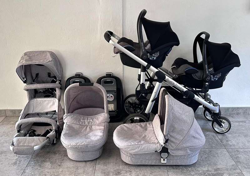 Double Delux (CabrioFix i-Size) | TWIN Travel System in GREAT condition!