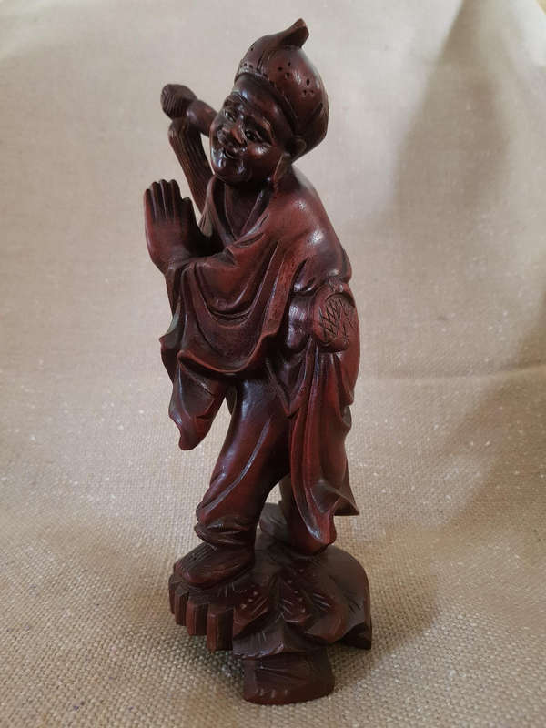 Vintage Chinese Carved Wooden Figurine,Hand Carved Chinese man,Rosewood Carving.