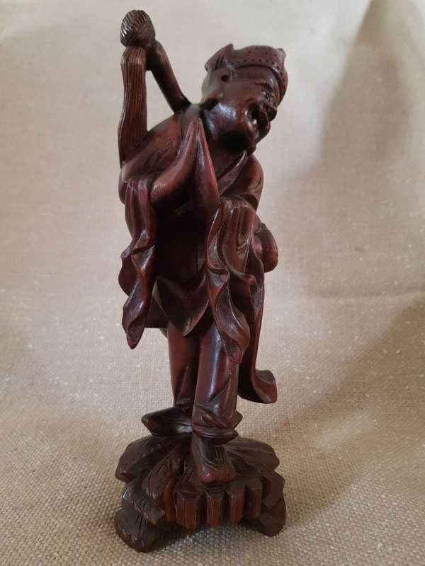 Vintage Chinese Carved Wooden Figurine,Hand Carved Chinese man,Rosewood Carving.