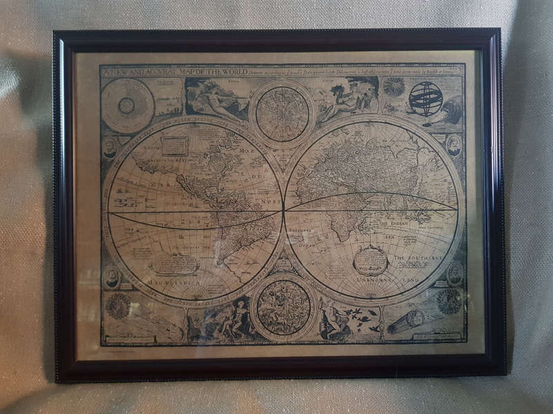 (x7) COPYS OF MAPS OF THE WORLD PRINTED IN FRAME'S.