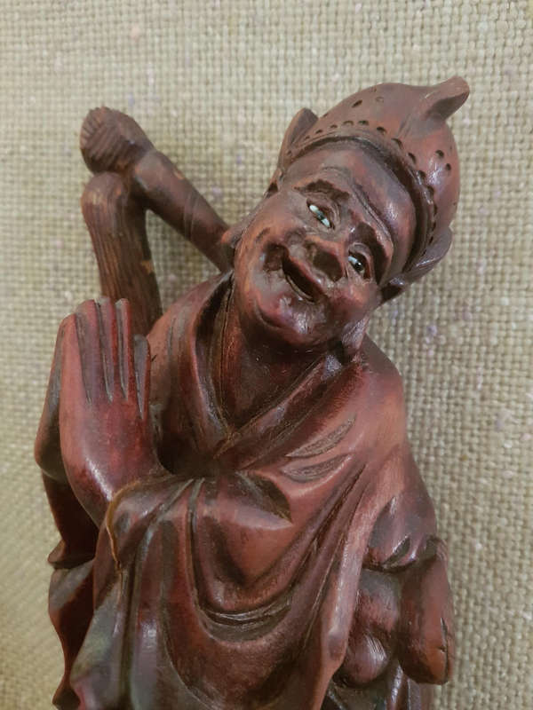 Vintage Chinese Carved Wooden Figurine,Hand Carved Chinese man,Rosewood Carving.
