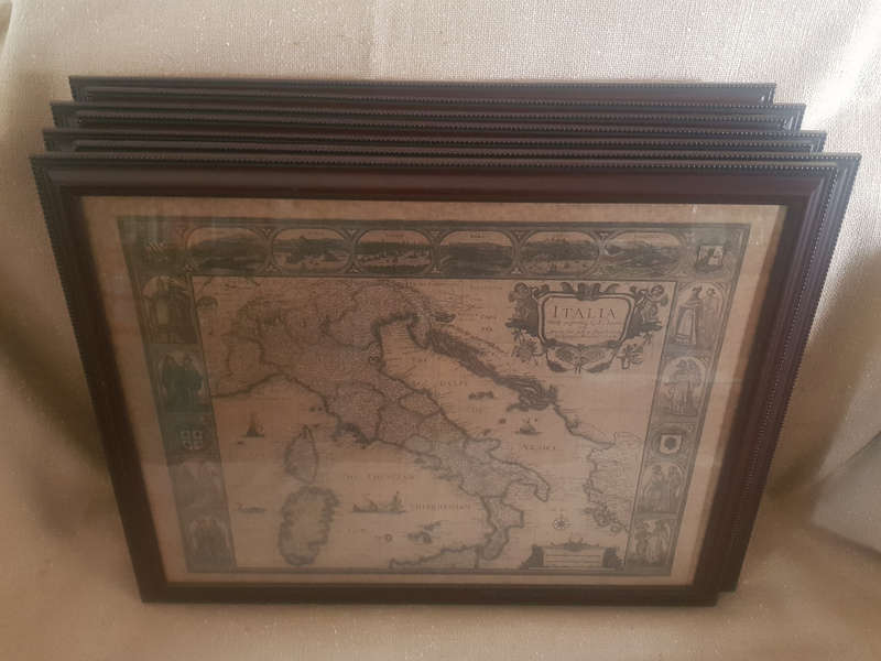 (x7) COPYS OF MAPS OF THE WORLD PRINTED IN FRAME'S.