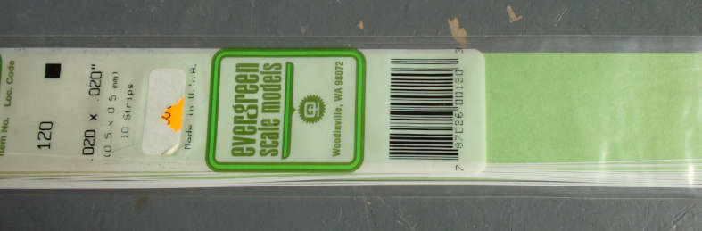 EVERGREEN - 10 X 0.5x0.5mm STRIPS, IN PKT X 350mm