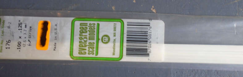 EVERGREEN - 6 X 2.5X3.2mm STRIPS, IN PKT X 350mm