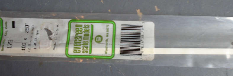 EVERGREEN - 1 X 2.5X6.3mm STRIPS, IN PKT X 350mm