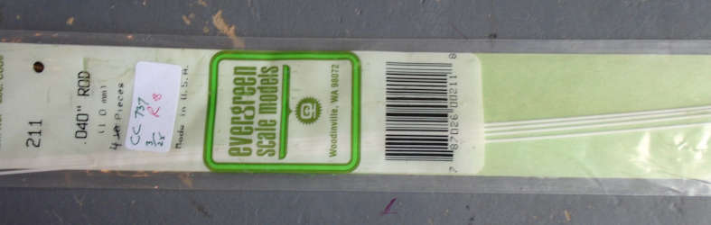 EVERGREEN - 4 X 1mm rod, IN PKT X 350mm