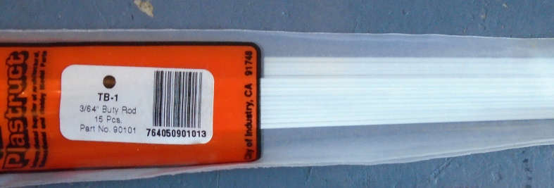 PLASTRUCT - 15 X 3/64" BUTY BAR, IN PKT, L-385mm