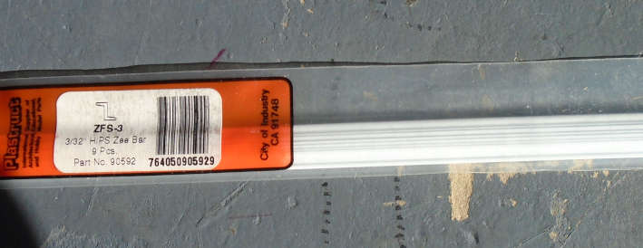 PLASTRUCT - 9 X 3/32" ZEE BAR, IN PKT, L-250mm