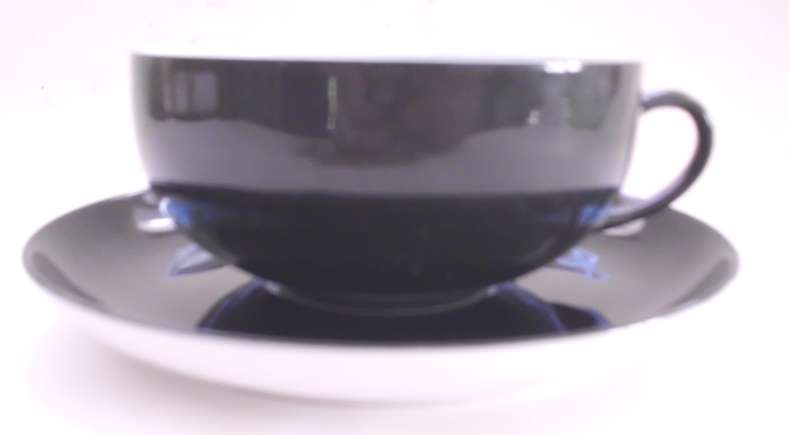 ARZBERG PORZELLAN MANUFACTUR A PAIR OF VINTAGE 1930.S BLACK TRANSLUCENT PORCELAIN COFFEE DUOS