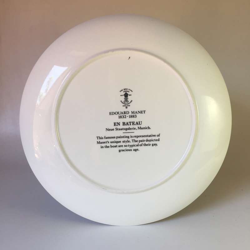 CROWN STAFFORDSHIRE  CABINET / DISPLAY PLATE 'EDOUARD MANET- EN BATEAU '   27 cm. / 10 3/4 ins. diam