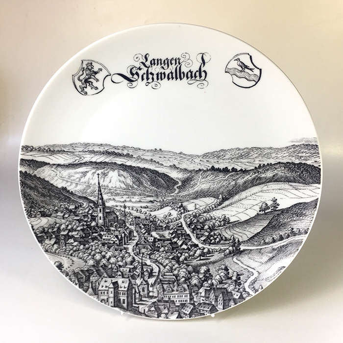 UHLENHORST, CABINET / DISPLAY PLATE ' LANGEN SCHMALBACH ' 28 cm. / 11 ins. diam. monochromatic scene