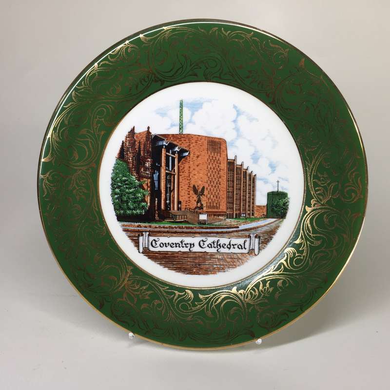 RELI WASHBOURN LONDON , FINE CHINA  CABINET / DISPLAY PLATE ' COVENTRY CATHEDRAL '
