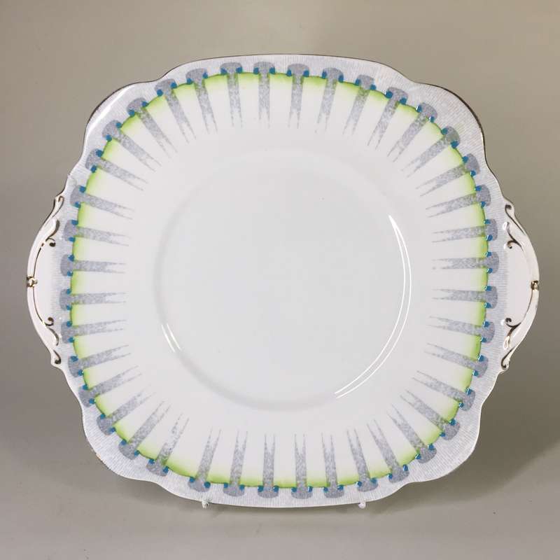 CORINTH  STANDARD CHINA ,  TAB HANDLED SANDWICH, CAKE , GATEAU , PLATTER    26 cm. X24 cm.