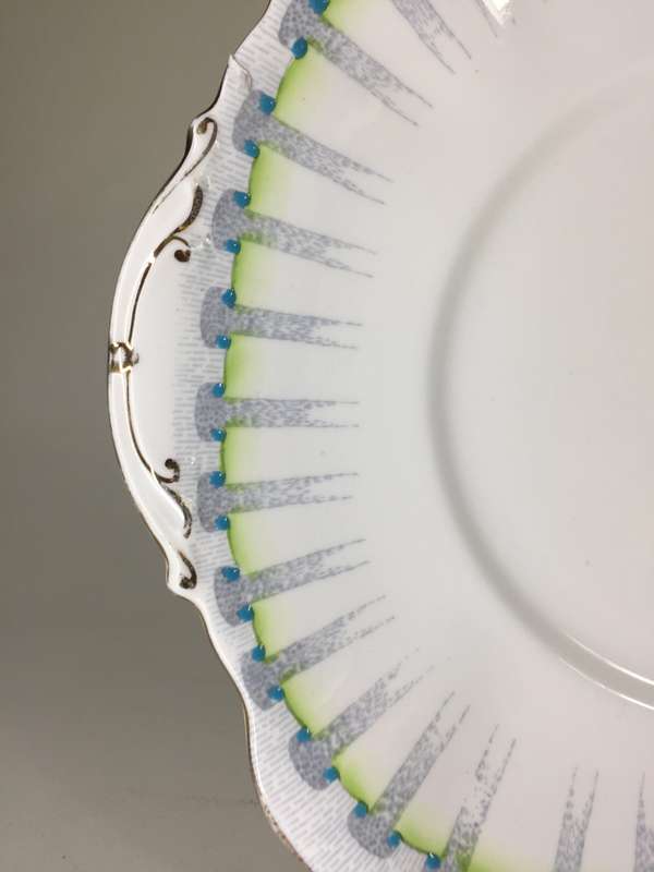 CORINTH  STANDARD CHINA ,  TAB HANDLED SANDWICH, CAKE , GATEAU , PLATTER    26 cm. X24 cm.