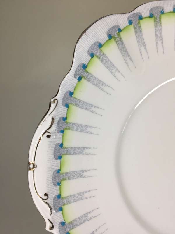 CORINTH  STANDARD CHINA ,  TAB HANDLED SANDWICH, CAKE , GATEAU , PLATTER    26 cm. X24 cm.