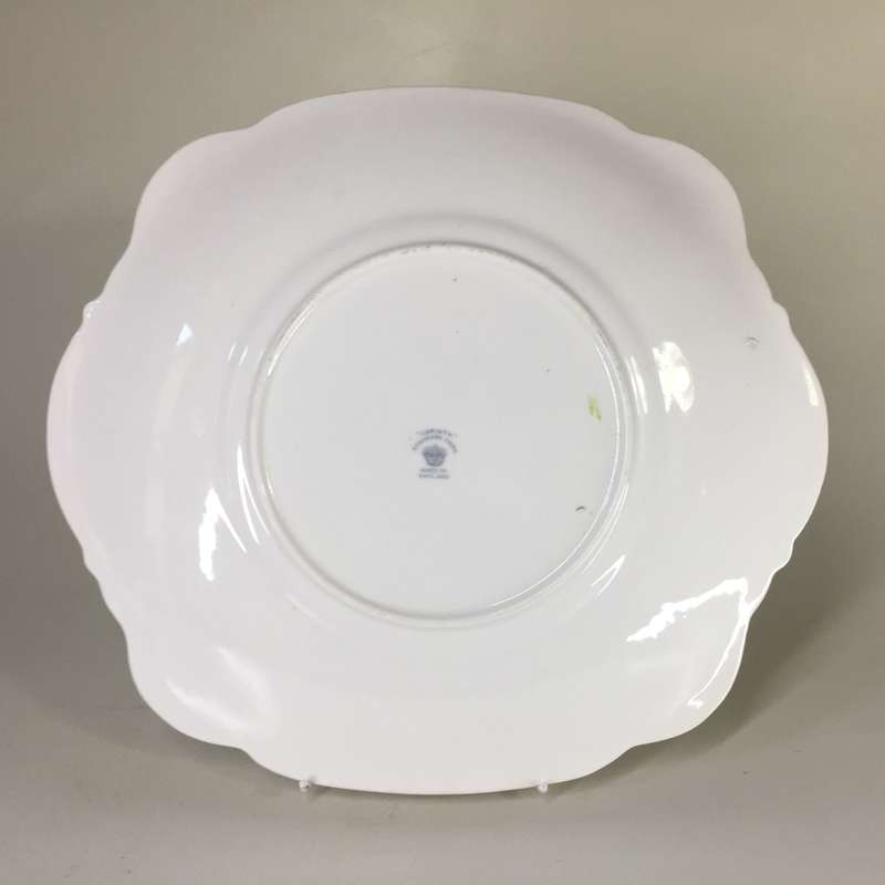 CORINTH  STANDARD CHINA ,  TAB HANDLED SANDWICH, CAKE , GATEAU , PLATTER    26 cm. X24 cm.