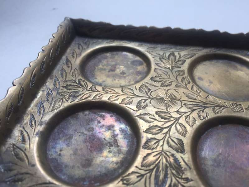 SOLID VINTAGE 1960,s BRASS,  RECTANGULAR , SHERRY / PORT GLASS TRAY