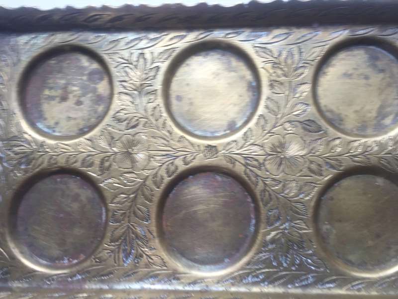SOLID VINTAGE 1960,s BRASS,  RECTANGULAR , SHERRY / PORT GLASS TRAY