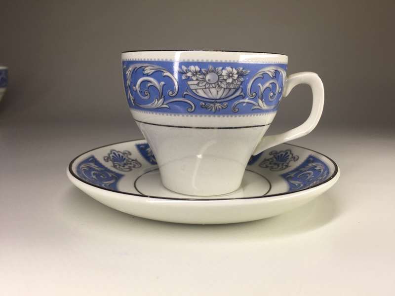 WOODS ENGLAND  SET OF 7  ,DEMITASSE DUOS  ' LUCERNE'  PATTERN