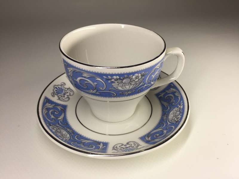 WOODS ENGLAND  SET OF 7  ,DEMITASSE DUOS  ' LUCERNE'  PATTERN