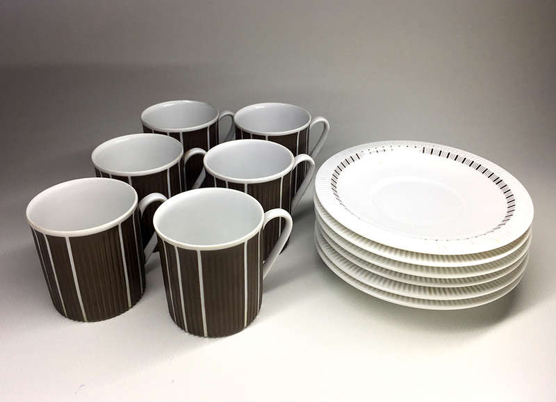ARZBERG . CARAMEL BROWN & WHITE ,  ESPRESSO DUOS , set of six