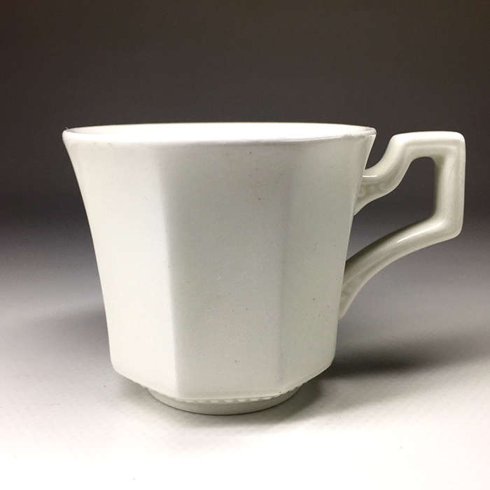 JOHNSON BROS. WHITE , OCTAGONAL SHAPE DESIGN , IRONSTONE , DEMITASSE /  ESPRESSO DUOS  six available