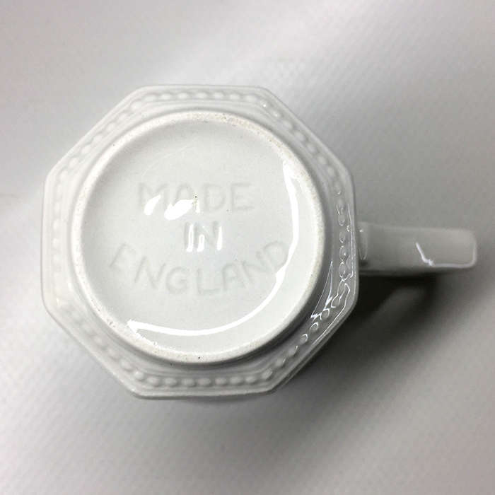 JOHNSON BROS. WHITE , OCTAGONAL SHAPE DESIGN , IRONSTONE , DEMITASSE /  ESPRESSO DUOS  six available