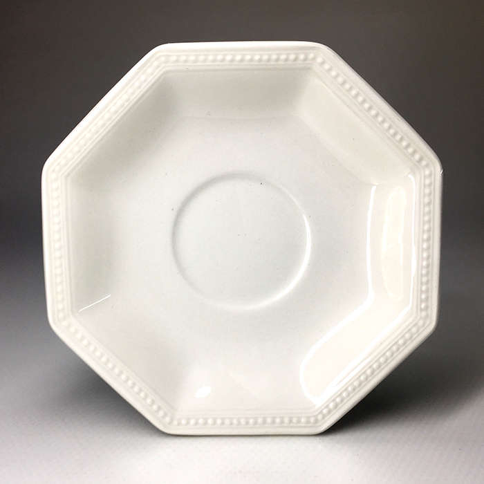 JOHNSON BROS. WHITE , OCTAGONAL SHAPE DESIGN , IRONSTONE , DEMITASSE /  ESPRESSO DUOS  six available