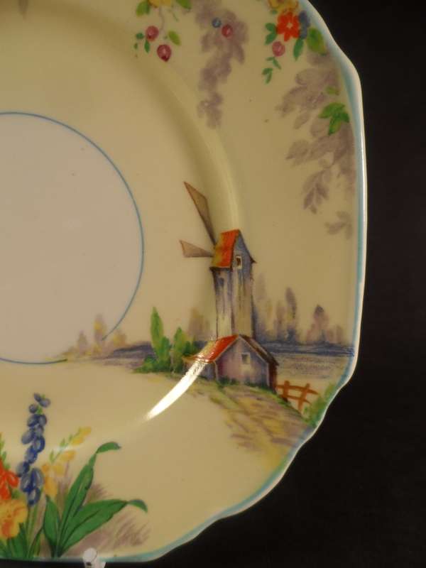 GRINDLEY TUNSTALL PORCELAIN TEA / COFFEE TRIOS  ' THE OLD MILL '