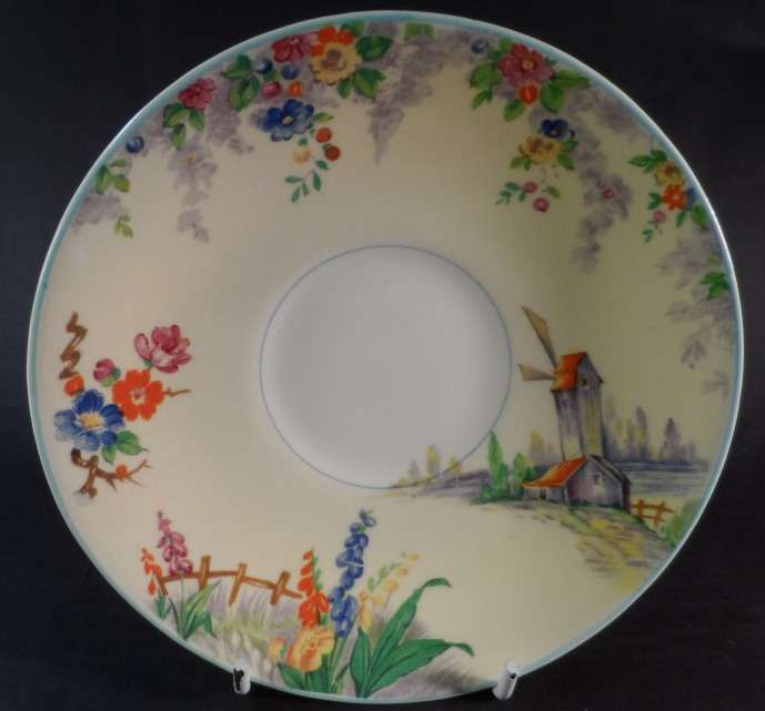 GRINDLEY TUNSTALL PORCELAIN TEA / COFFEE TRIOS  ' THE OLD MILL '