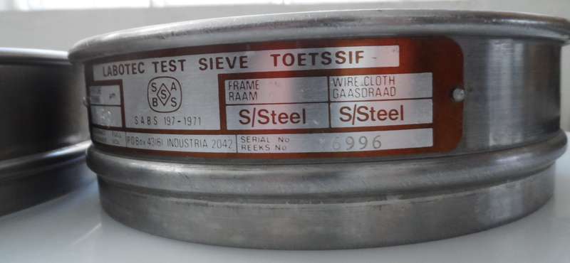 PAIR OF  STAINLESS STEEL  , FLOUR MILL , LABORATORY TEST SIEVES 1 X LABOTEC , 1 X KINGTEST  , 150um