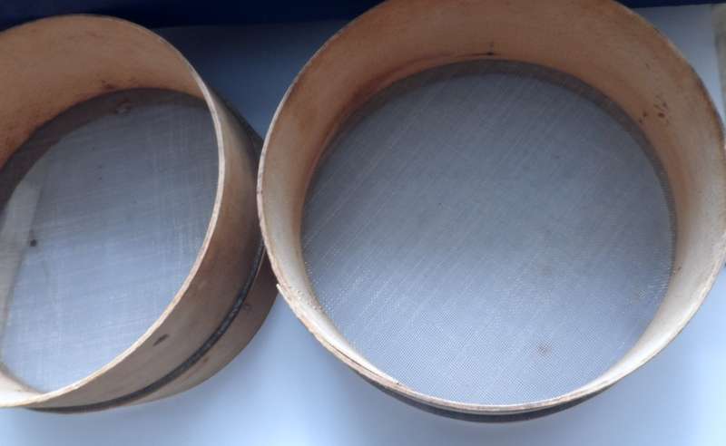 VINTAGE  PAIR OF  BEECH WOOD FRAMED , FLOUR MILL TEST SIEVES