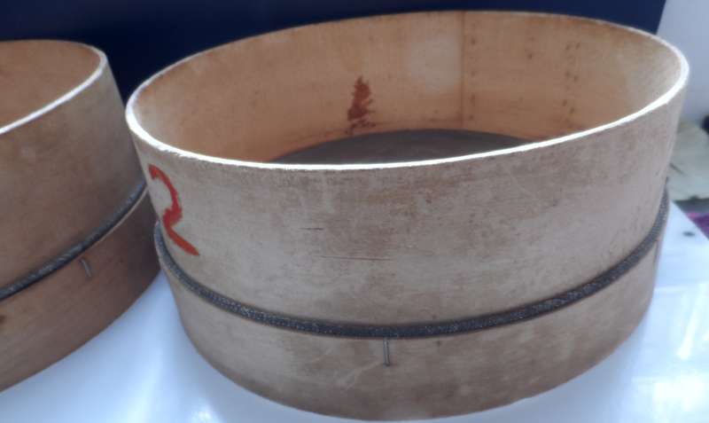VINTAGE  PAIR OF  BEECH WOOD FRAMED , FLOUR MILL TEST SIEVES