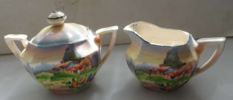 TUDOR VINTAGE ENGLISH TRANSLUCENT CHINA COFFEE ,POT, CREAMER, SUGAR BOWL , 3 DEMITASSE DUOS