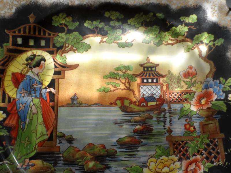 JAPANESE PLATES,  VINTAGE MATCHED PAIR OF SQUARE  DISPLAY PLATES  made in England