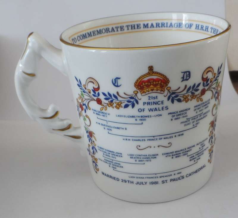 AYNSLEY mug 'COMMEMORATION THE MARRIAGE OF H.R.H.THE 21st. PRINCE OF WALES TO LADY DIANA SPENCER '