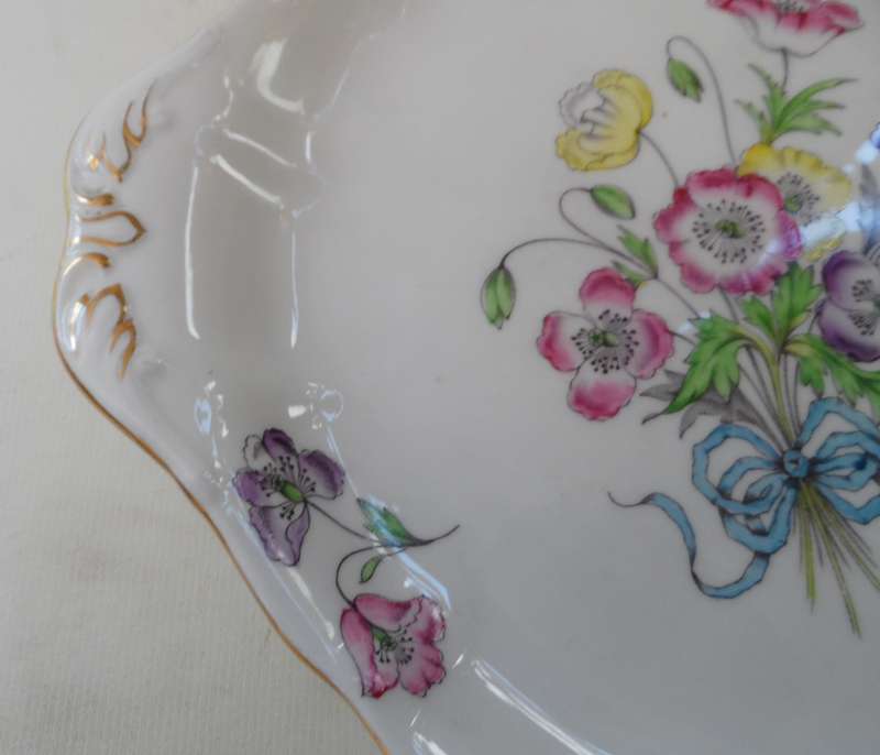 ROYAL ALBERT  TAB HANDLED PORCELAIN SANDWICH, PLATTER   No . 8 ` FLOWERS OF THE MONTH  - POPPY ``
