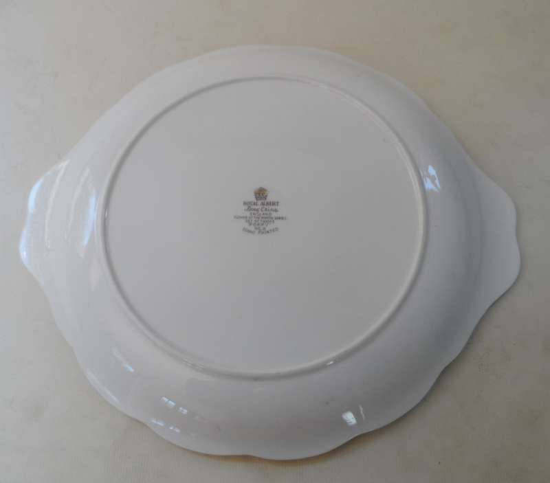 ROYAL ALBERT  TAB HANDLED PORCELAIN SANDWICH, PLATTER   No . 8 ` FLOWERS OF THE MONTH  - POPPY ``