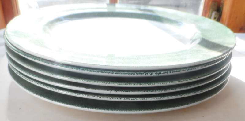 SPODE  ' VERMICELLI GREEN ' CHARGER PLATES , UNDER PLATES,  33cm. / 12 5/8 ins. diam.  6 available
