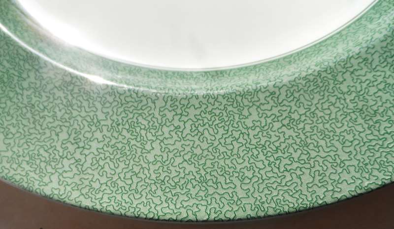 SPODE  ' VERMICELLI GREEN ' CHARGER PLATES , UNDER PLATES,  33cm. / 12 5/8 ins. diam.  6 available