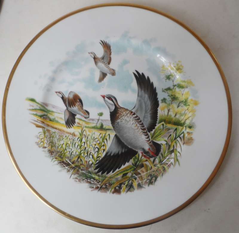 ROYAL CHELSEA CABINET / WALL DISPLAY  PLATE  BIRDS OF THE COUNTRYSIDE ' THE RED LEGGED PARTRIDGE '