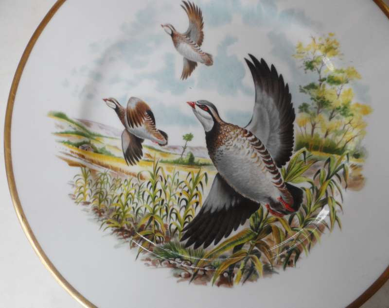 ROYAL CHELSEA CABINET / WALL DISPLAY  PLATE  BIRDS OF THE COUNTRYSIDE ' THE RED LEGGED PARTRIDGE '