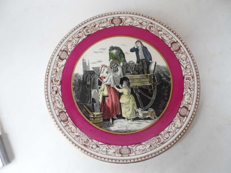 ADAMS  CABINET / DISPLAY PLATE  ' CRIES OF LONDON  FRESH GATHERED PEAS YOUNG HASTINGS ' 24,5 cm.diam