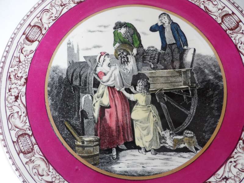 ADAMS  CABINET / DISPLAY PLATE  ' CRIES OF LONDON  FRESH GATHERED PEAS YOUNG HASTINGS ' 24,5 cm.diam